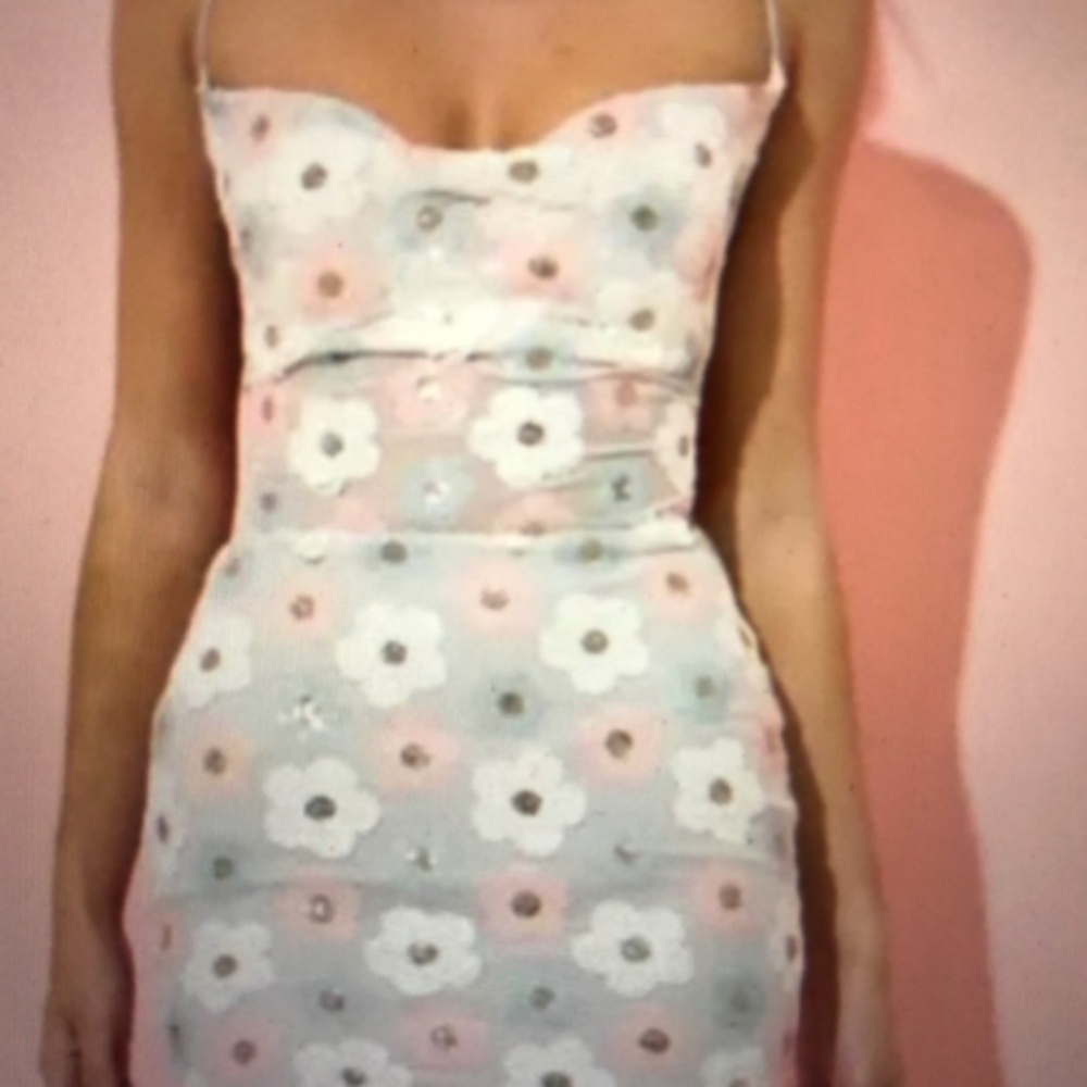 New Lucy in the Sky Pink White and Blue Mini Dress Size S